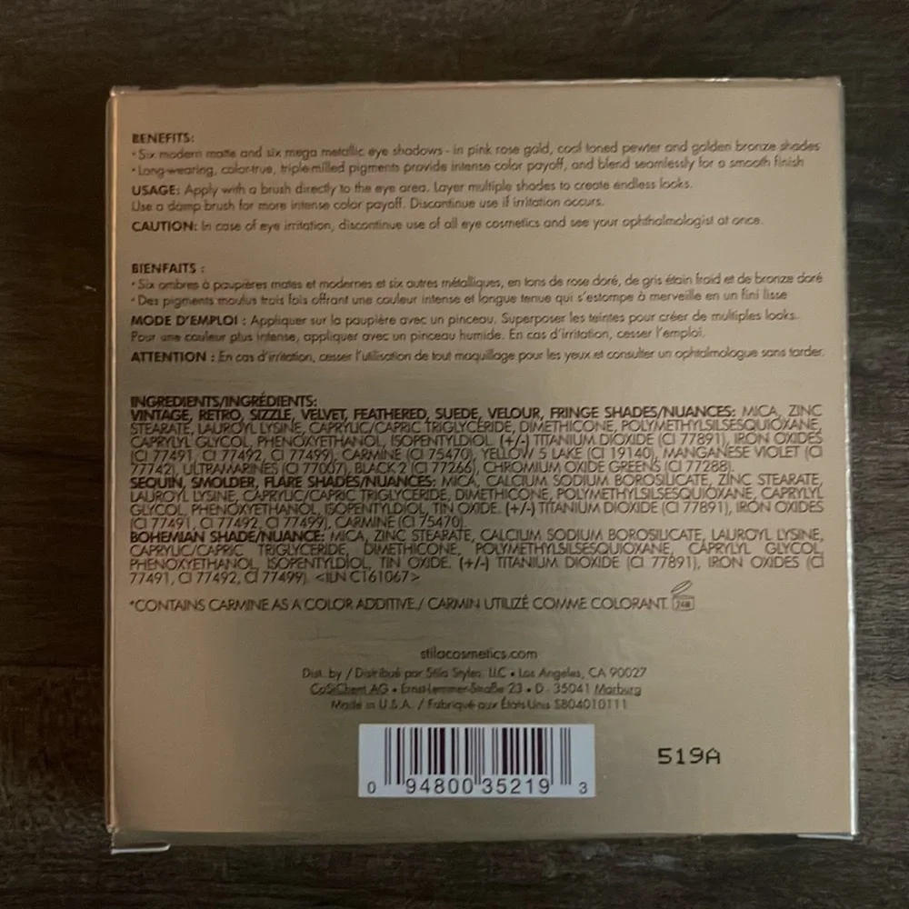 Stila Matte ‘N Metal Eyeshadow Palette NIB